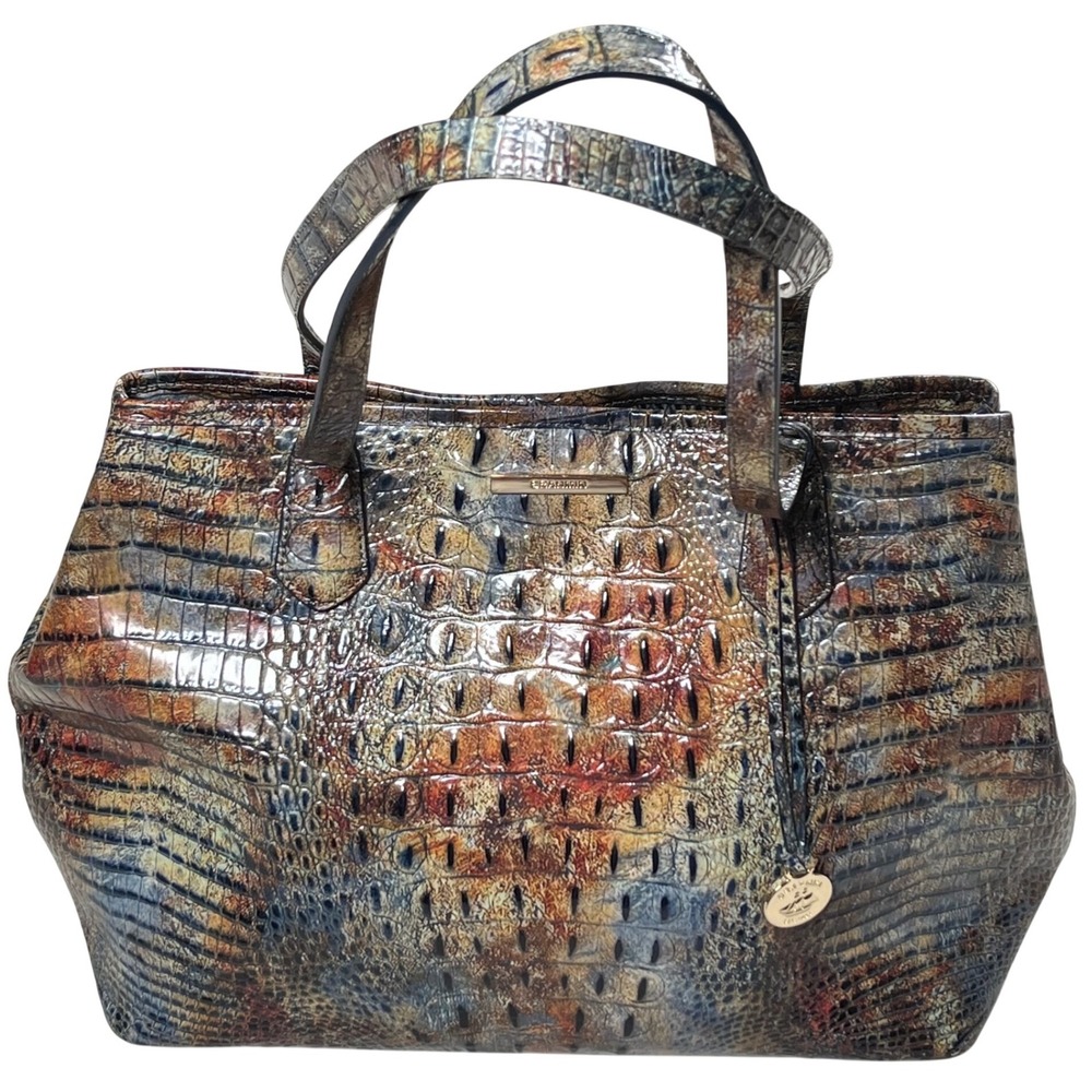 Brahmin Asher Tote Bag Gemstone Melbourne Multicolor Croc Embossed Leather Med
